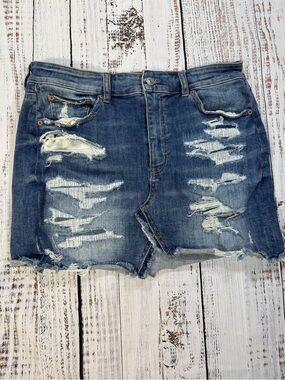 American Eagle Outfitters Distressed Denim Jean Skirt - Blue